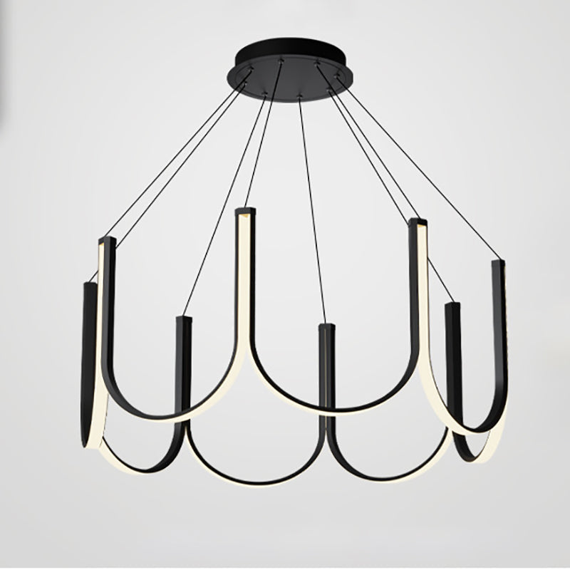 Lampadella geometrica nera LED moderna LED sospesa con alluminio per camera da letto