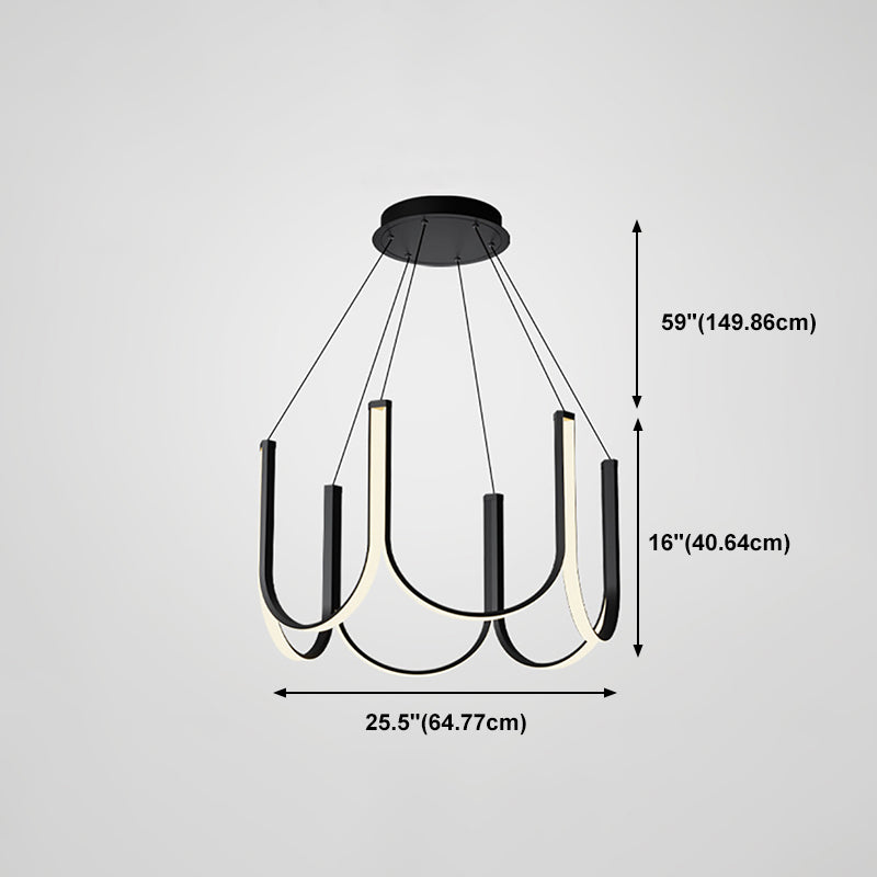 Lampadella geometrica nera LED moderna LED sospesa con alluminio per camera da letto