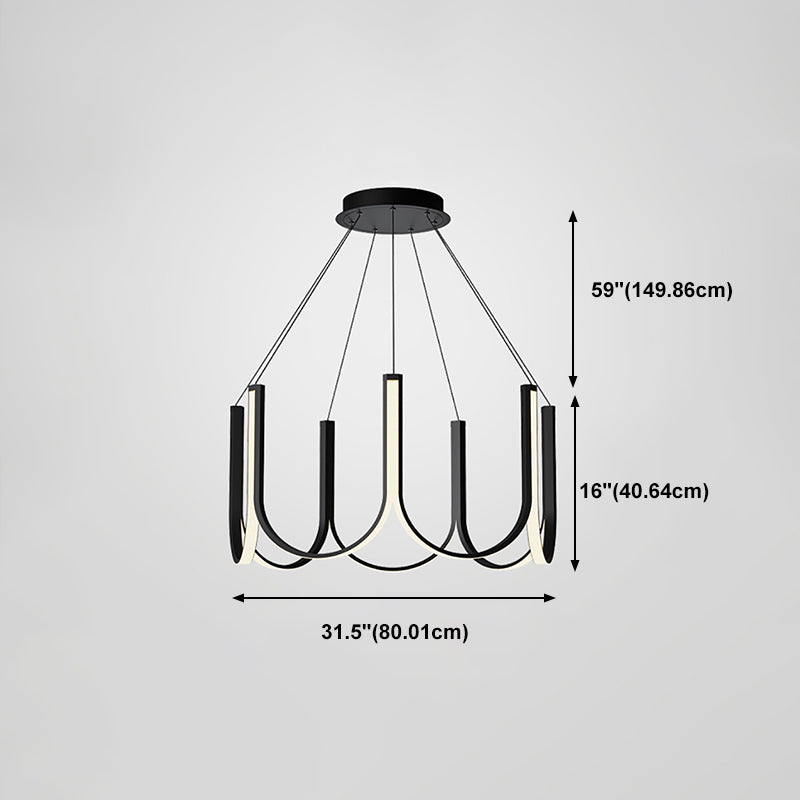 Lampadella geometrica nera LED moderna LED sospesa con alluminio per camera da letto