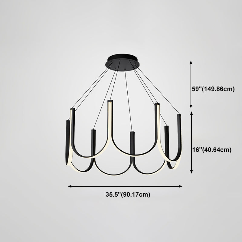 Lampadella geometrica nera LED moderna LED sospesa con alluminio per camera da letto