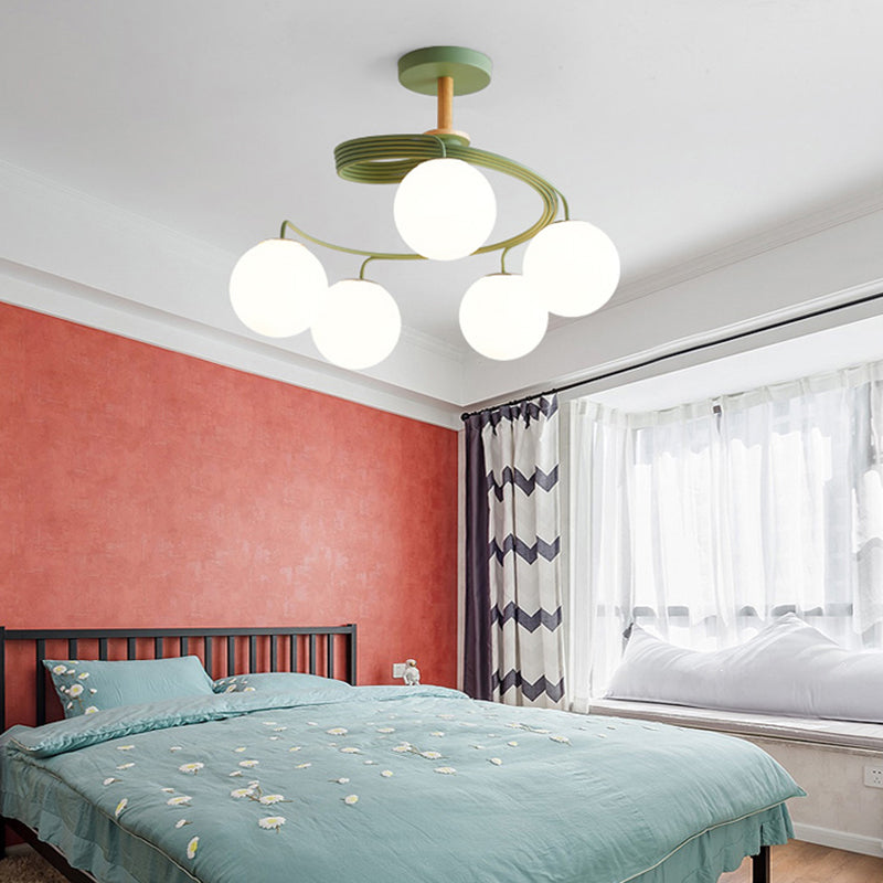 Modern Wood Chandelier Light Fixtures Globe Multi-Head Suspension Pendant Lamps