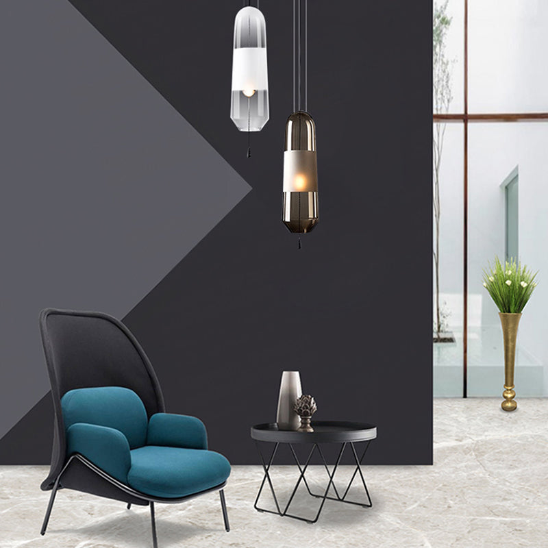 Glass Geometrical Hanging Lamp Modern Style 1 Head Pendant Lighting for Bedroom