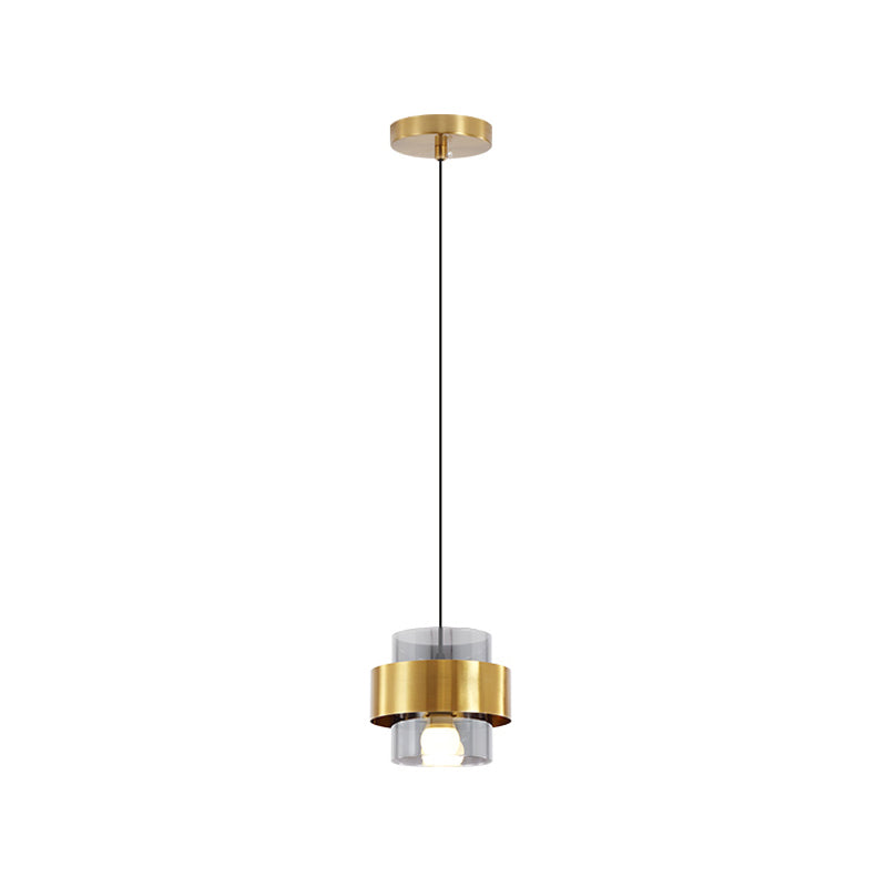 Modern Style Hanging Light 1 Light Glass Cylinder Pendant Light for Bedside