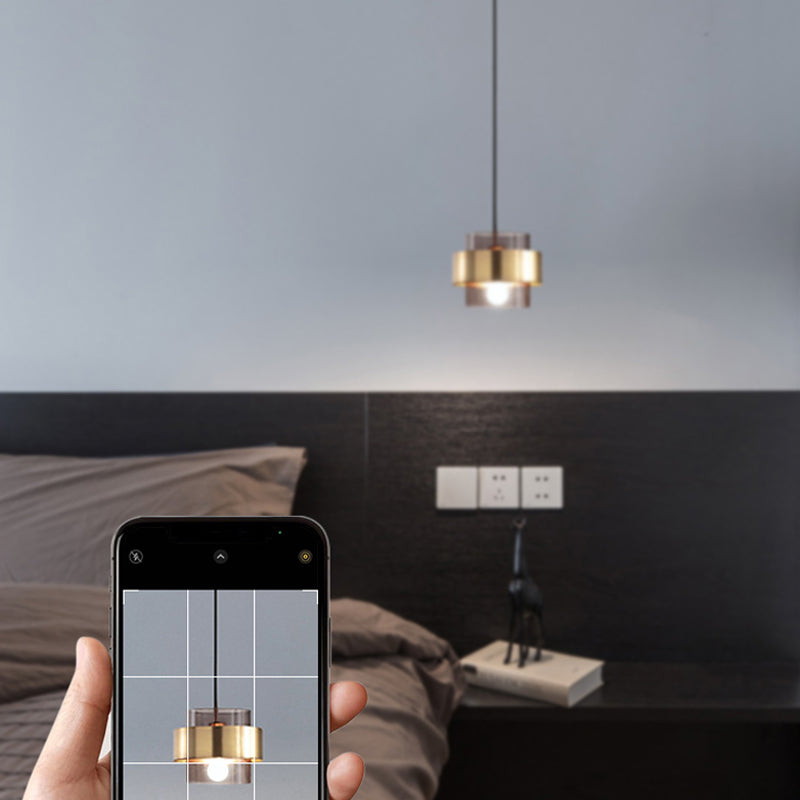 Modern Style Hanging Light 1 Light Glass Cylinder Pendant Light for Bedside