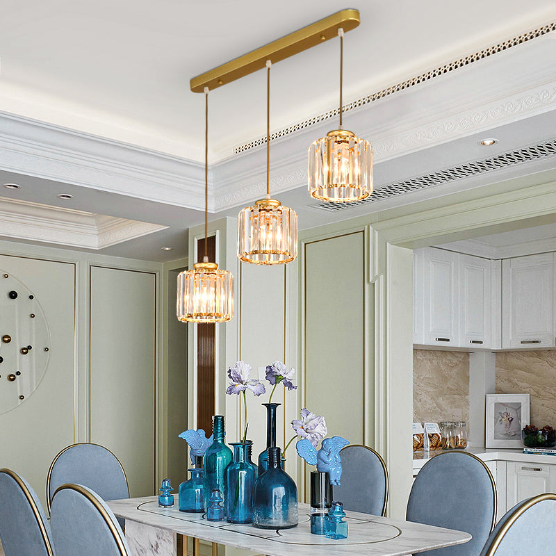3 Heads Crystal Hanging Light Contemporary Pendant Lighting for Living Room