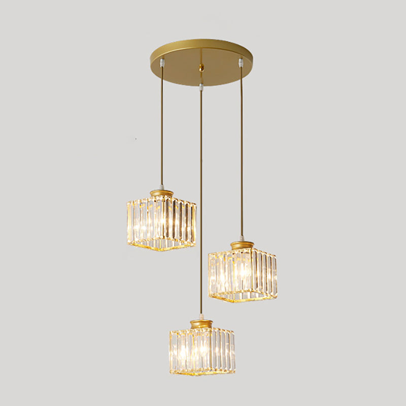 3 Heads Crystal Hanging Light Contemporary Pendant Lighting for Living Room