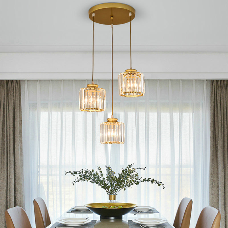 3 Heads Crystal Hanging Light Contemporary Pendant Lighting for Living Room