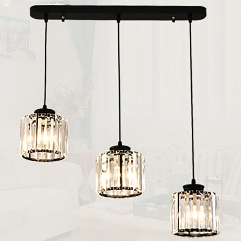 3 Heads Crystal Hanging Light Contemporary Pendant Lighting for Living Room