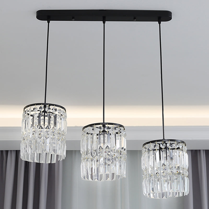 3 Heads Crystal Hanging Light Contemporary Pendant Lighting for Living Room