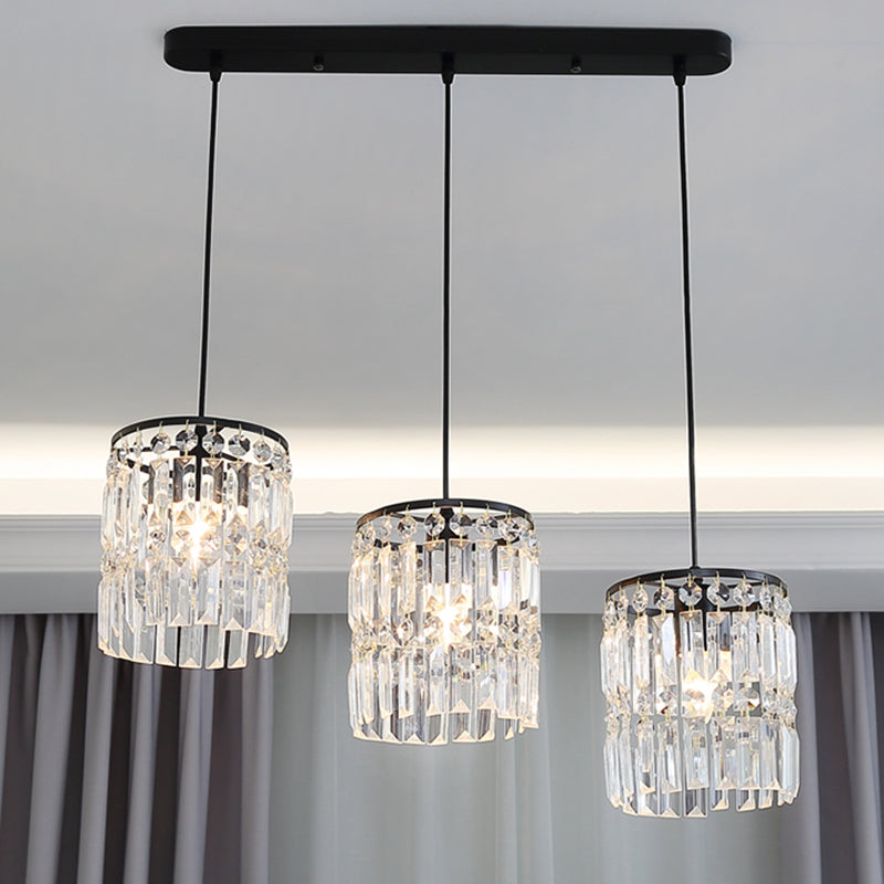 3 Heads Crystal Hanging Light Contemporary Pendant Lighting for Living Room