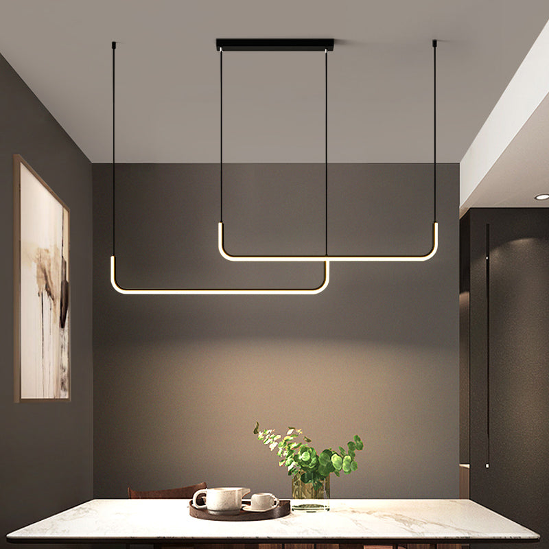 Modern Dining Chandelier Light Modern Strip Shape Pendant Light Fixture for Dining Room