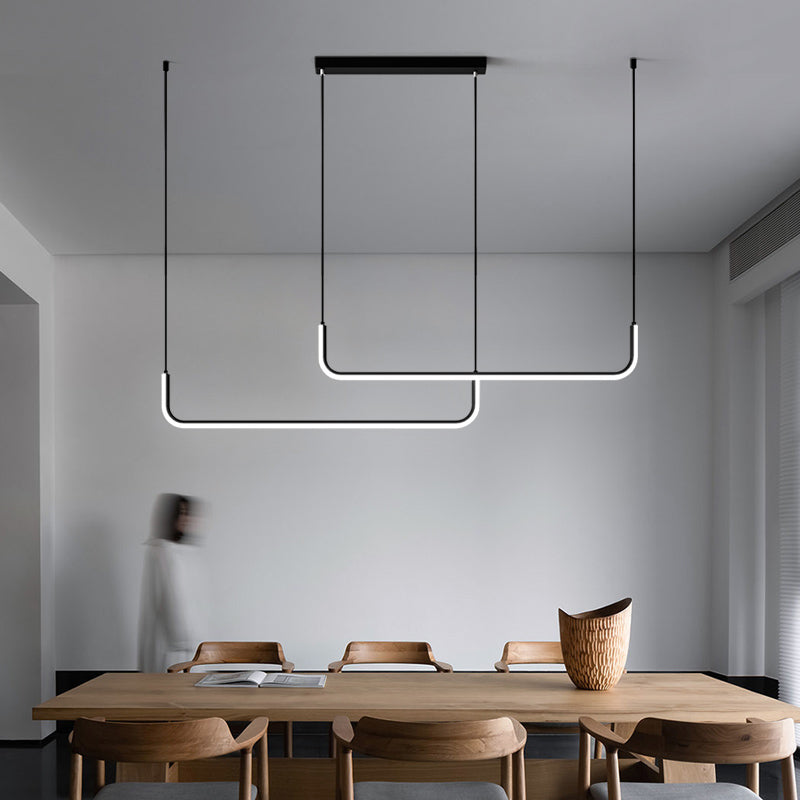 Modern Dining Chandelier Light Modern Strip Shape Pendant Light Fixture for Dining Room