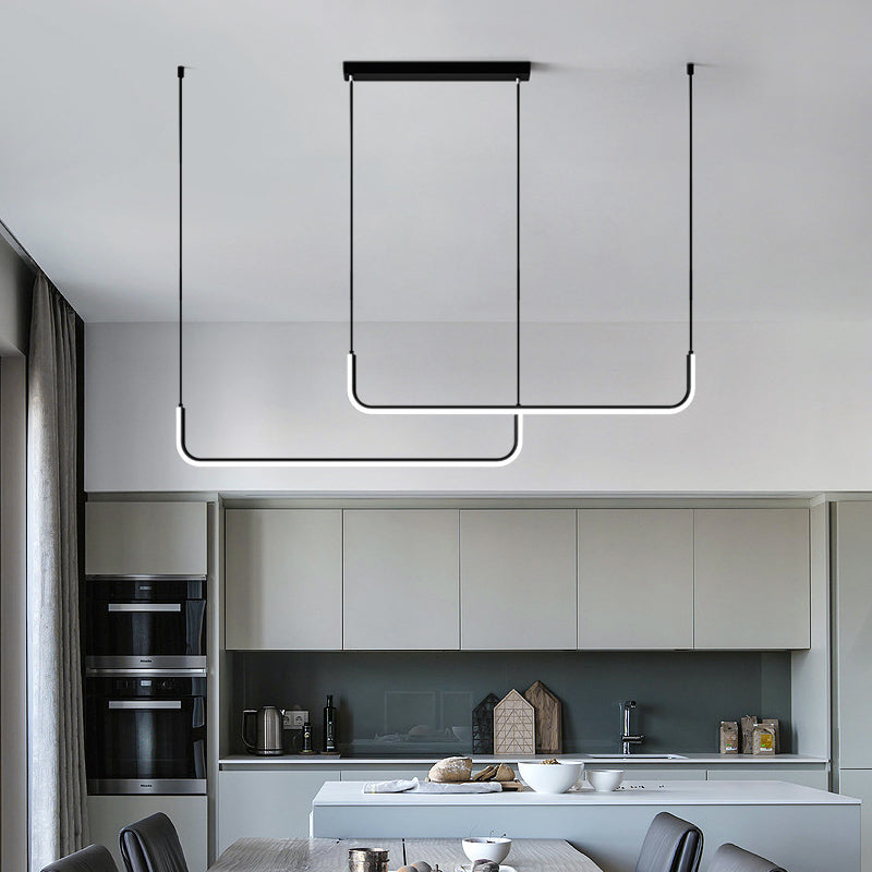 Modern Dining Chandelier Light Modern Strip Shape Pendant Light Fixture for Dining Room