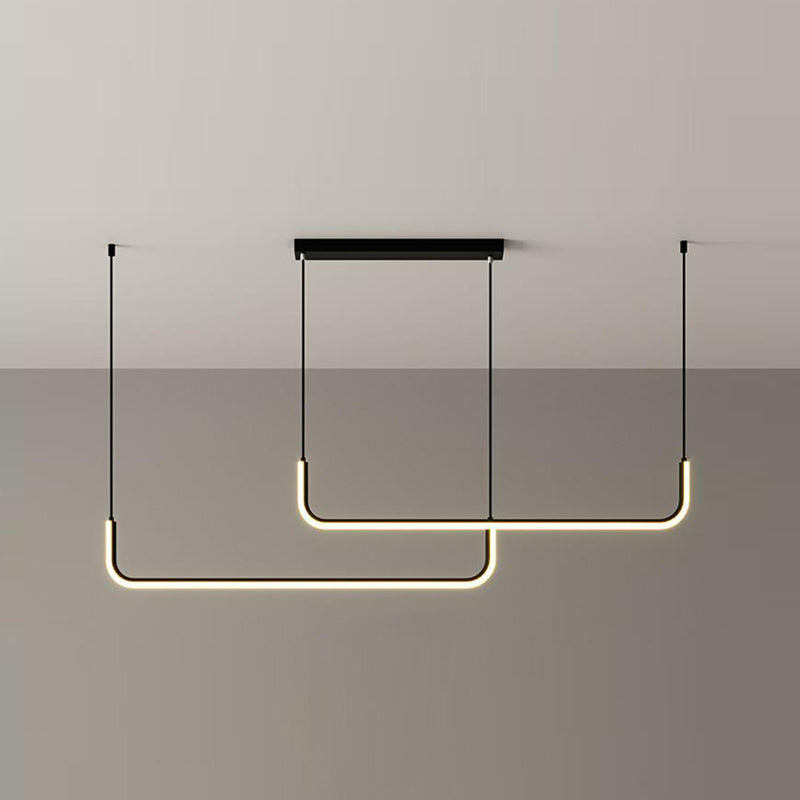 Modern Dining Chandelier Light Modern Strip Shape Pendant Light Fixture for Dining Room