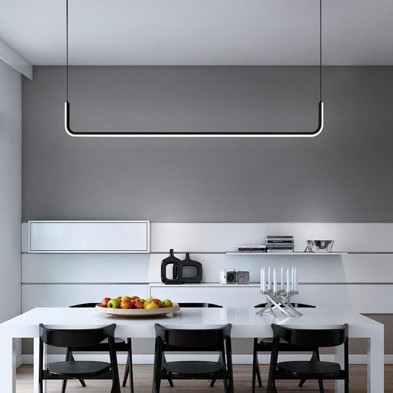 Modern Dining Chandelier Light Modern Strip Shape Pendant Light Fixture for Dining Room