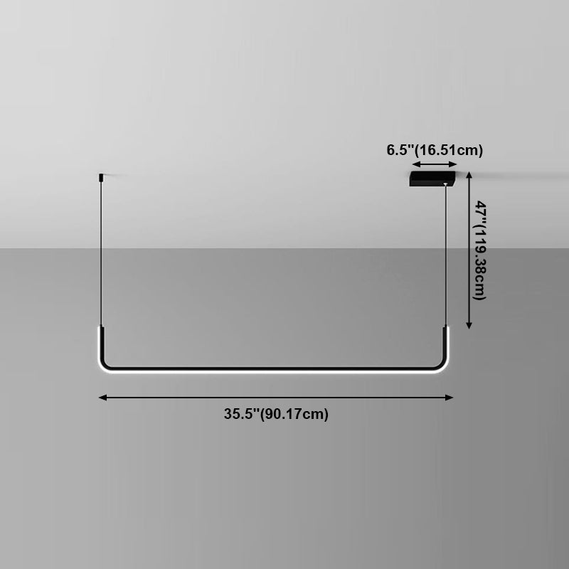 Modern Dining Chandelier Light Modern Strip Shape Pendant Light Fixture for Dining Room