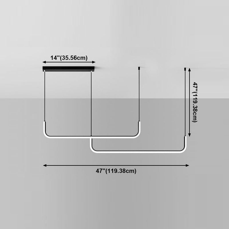 Modern Dining Chandelier Light Modern Strip Shape Pendant Light Fixture for Dining Room