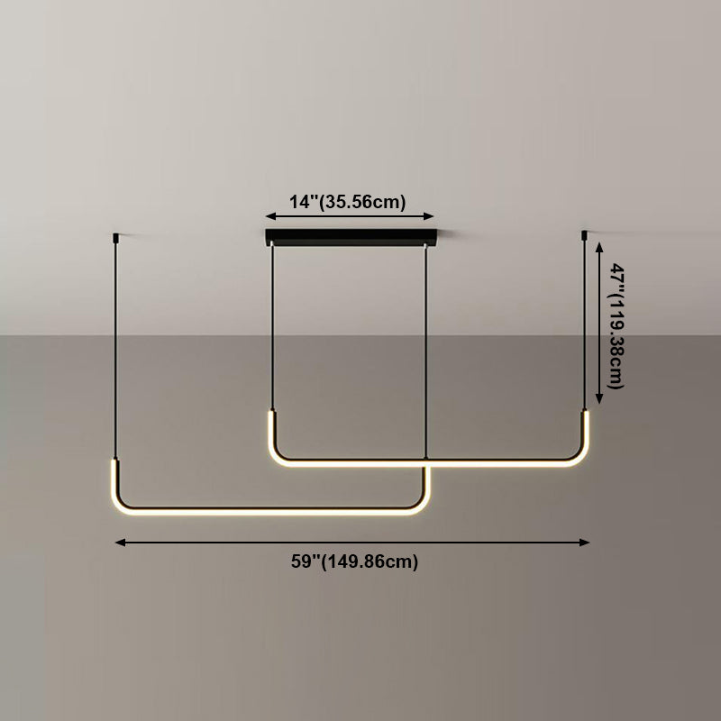 Modern Dining Chandelier Light Modern Strip Shape Pendant Light Fixture for Dining Room