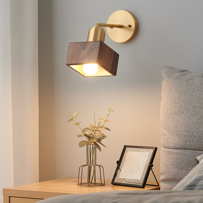 Contemporary Style Wall Sconce Simplicity Wooden Wall Light for Bedroom