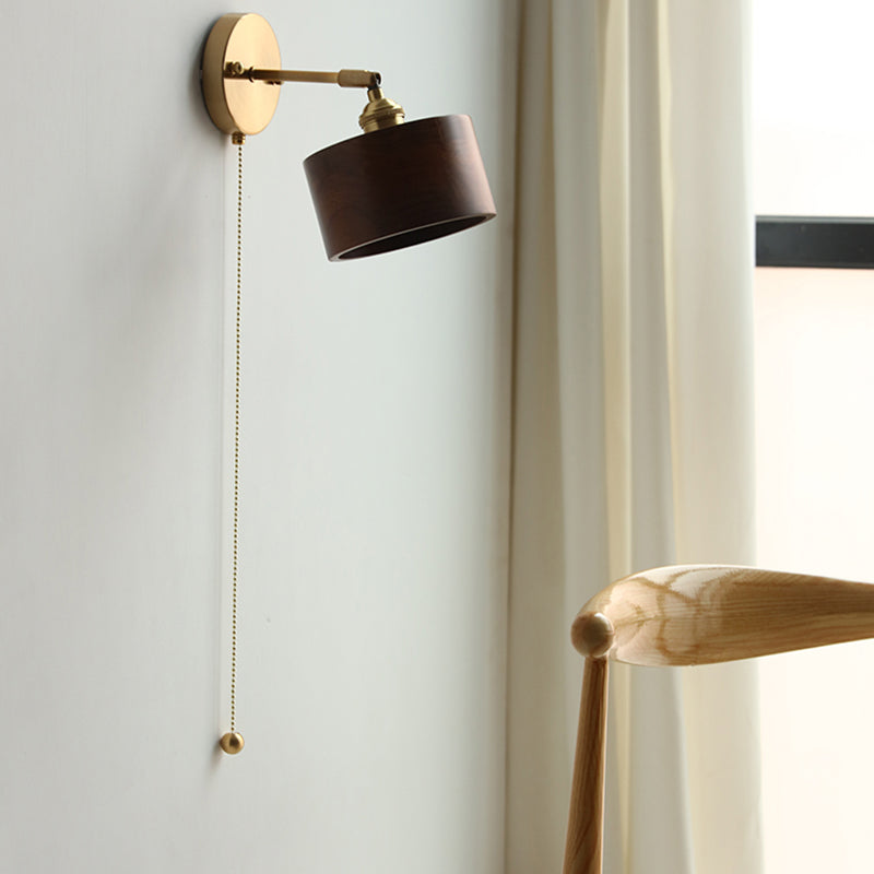 Wohnzimmer Einfache Leuchtenleuchten 1 Blub Holzlampenschatten Wandmontage Beleuchtung