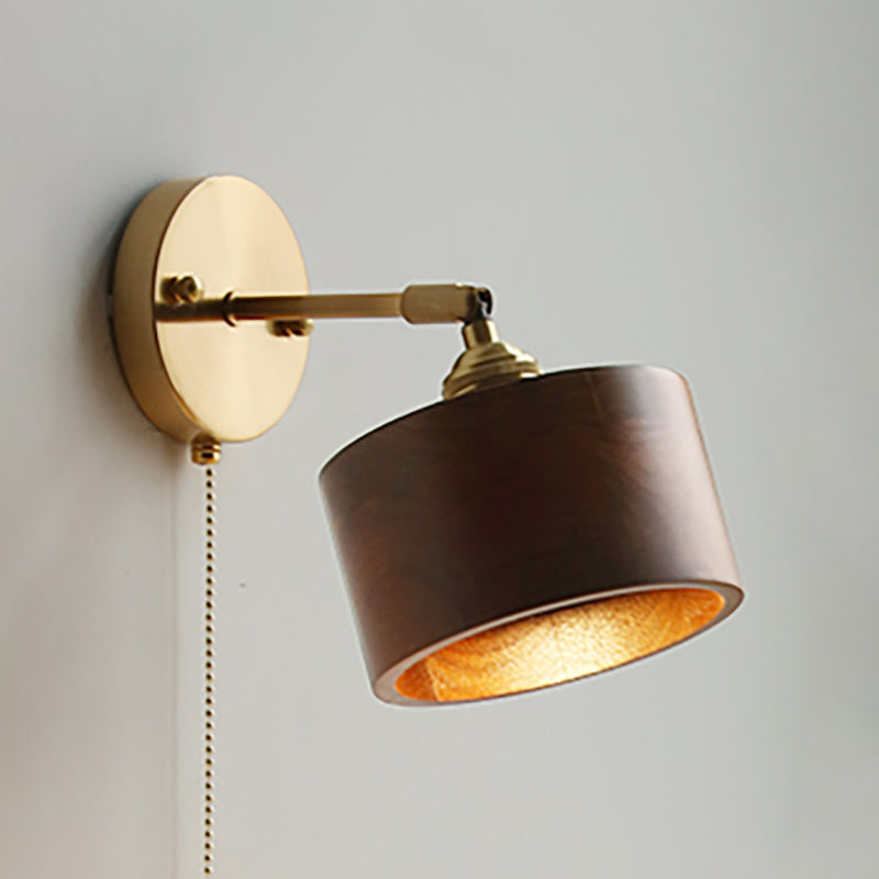 Wohnzimmer Einfache Leuchtenleuchten 1 Blub Holzlampenschatten Wandmontage Beleuchtung