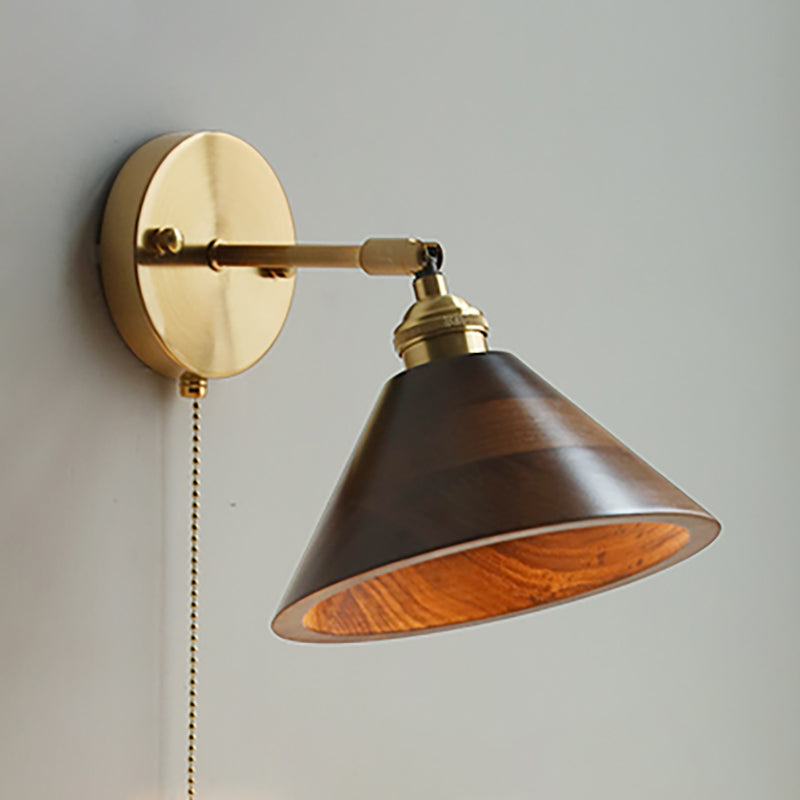 Wohnzimmer Einfache Leuchtenleuchten 1 Blub Holzlampenschatten Wandmontage Beleuchtung