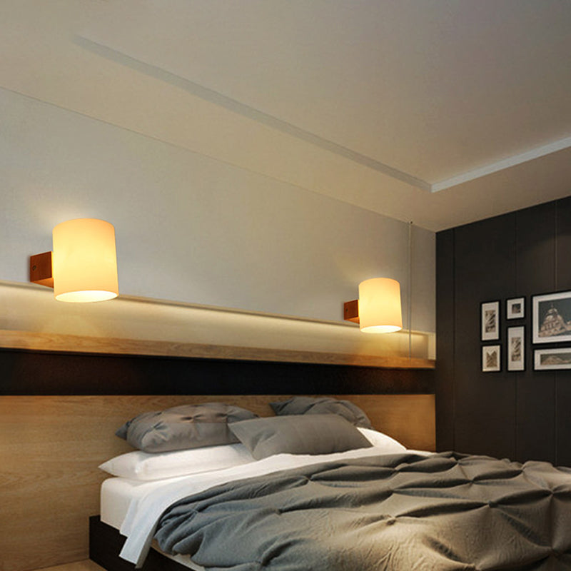 Application de mur de tête simple à 1 tête en verre blanc luminaire de plateau pour salle de lecture pour la salle de lecture