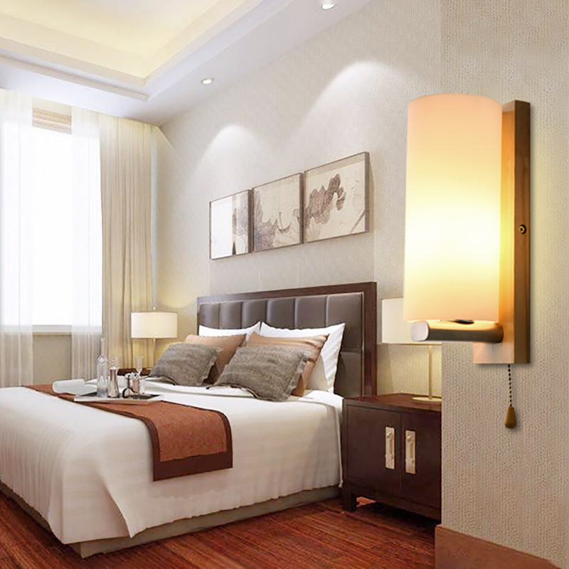 Luz de pared de madera de estilo moderno lámparas de pared creativa para dormitorio de hotel