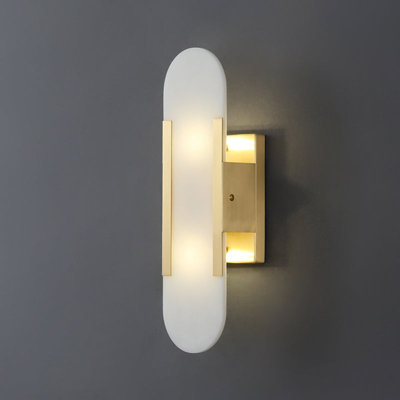 Modern Simple Wall Sconce 2 Head Marble Wall Mounted Light Fixture for Living Room