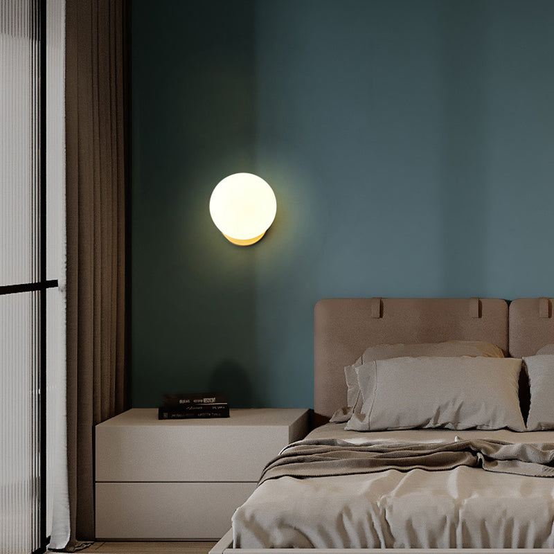 Contemporary Wall Sconce White Glass Wall Mounted Light Fixture for Reading Room