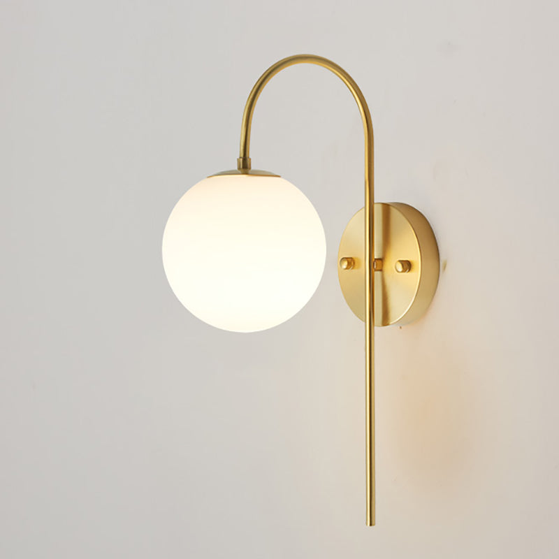 Contemporary Wall Sconce White Glass Wall Mounted Light Fixture for Reading Room