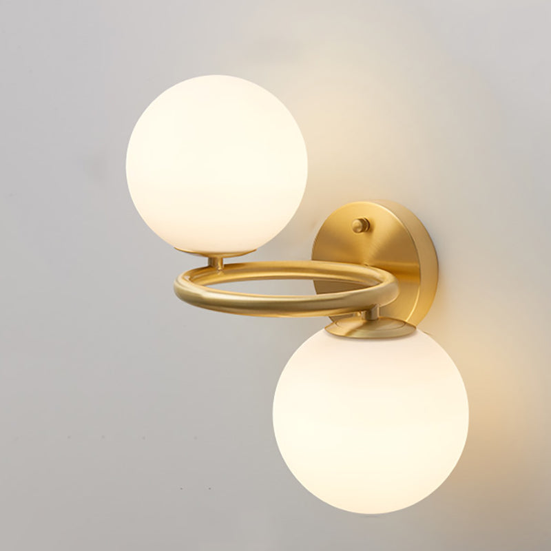 Contemporary Wall Sconce White Glass Wall Mounted Light Fixture for Reading Room