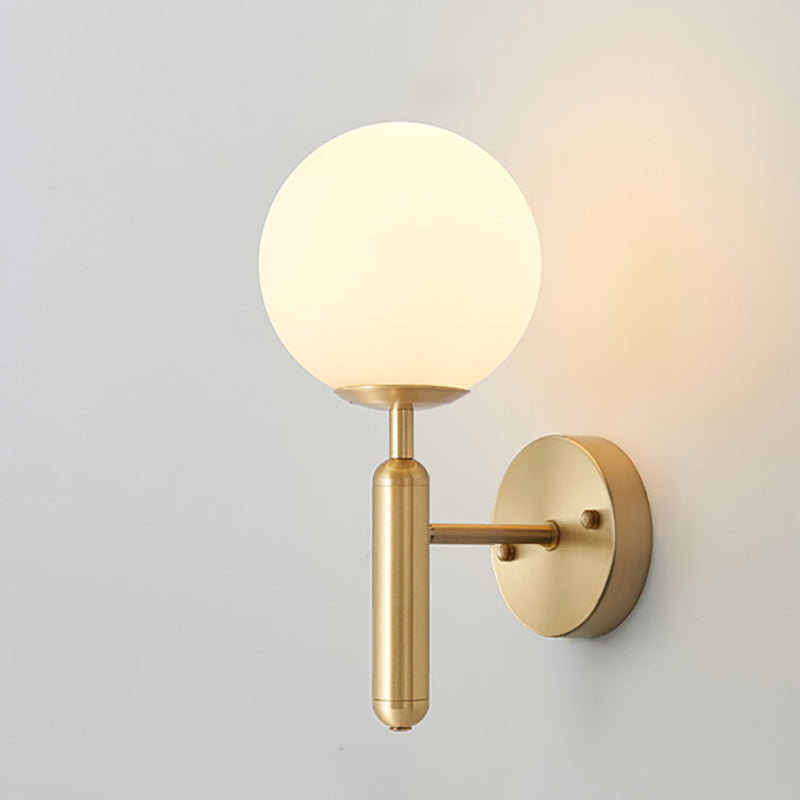 Contemporary Wall Sconce White Glass Wall Mounted Light Fixture for Reading Room