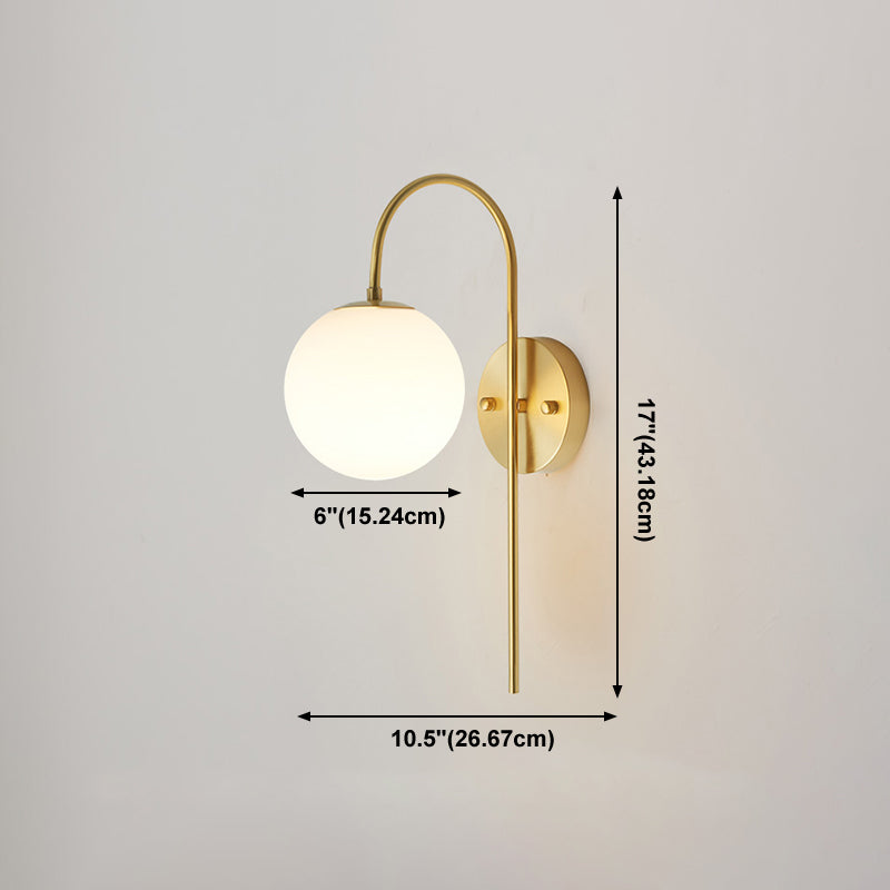 Contemporary Wall Sconce White Glass Wall Mounted Light Fixture for Reading Room