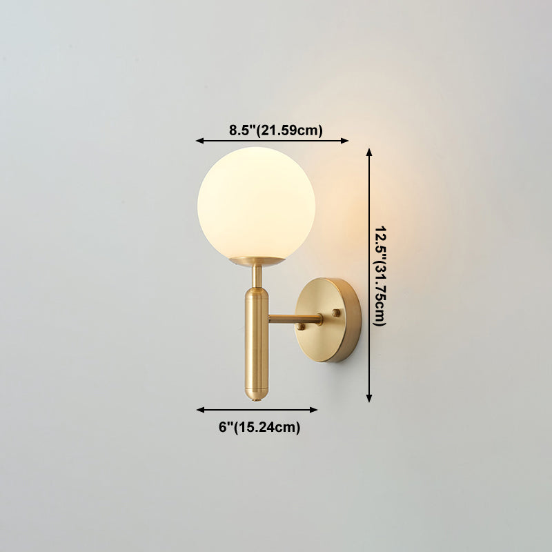 Contemporary Wall Sconce White Glass Wall Mounted Light Fixture for Reading Room