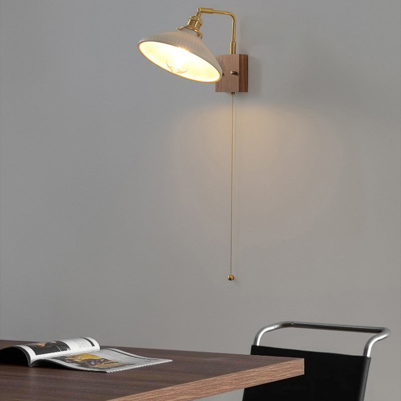 Ponderie murale en verre en métal en bois 1 luminaire à la tête murale pour le salon de la salle d'étude