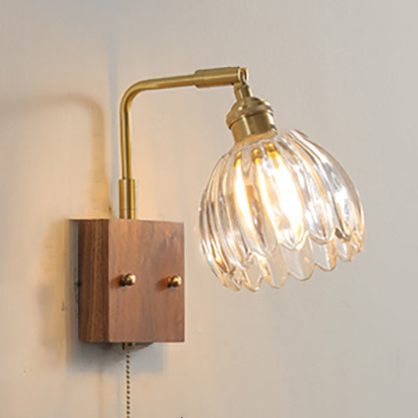 Ponderie murale en verre en métal en bois 1 luminaire à la tête murale pour le salon de la salle d'étude