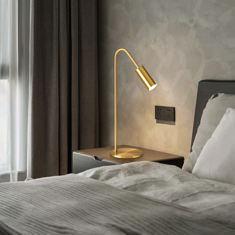 Brass Arc Table Lamp Modern Style 1 Light Table Light in Gold for Bedroom