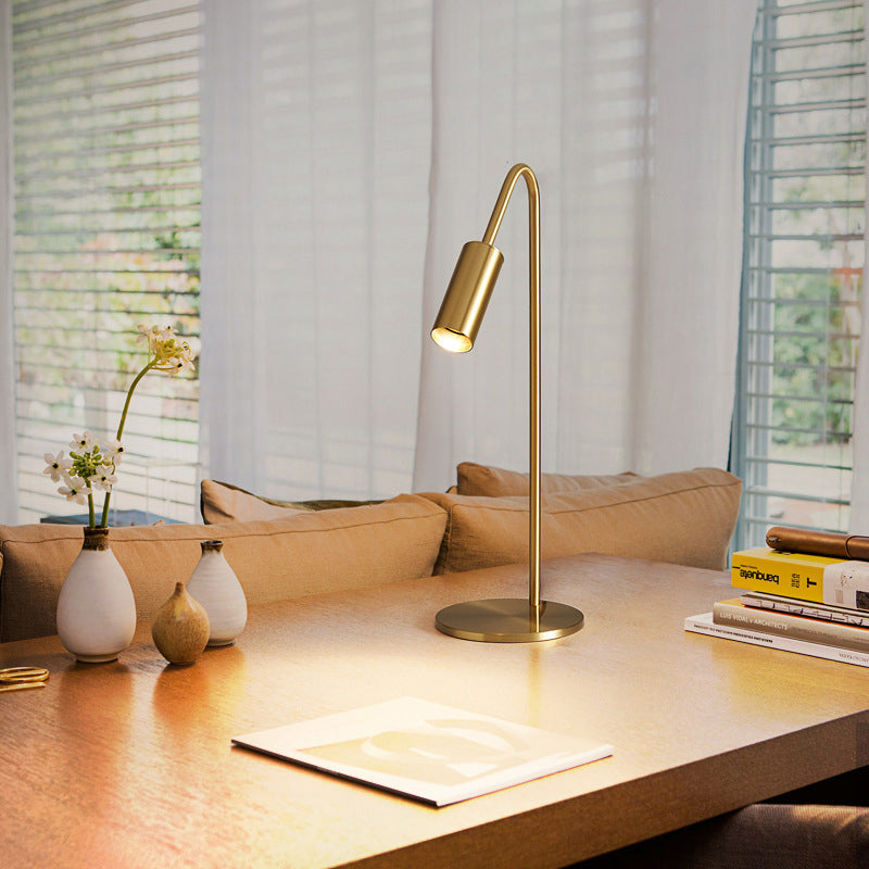 Brass Arc Table Lamp Modern Style 1 Light Table Light in Gold for Bedroom