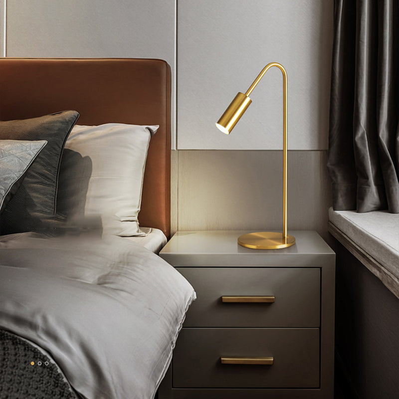 Brass Arc Table Lamp Modern Style 1 Light Table Light in Gold for Bedroom