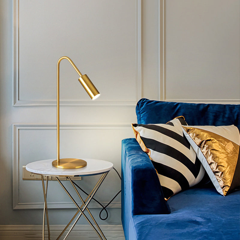 Brass Arc Table Lamp Modern Style 1 Light Table Light in Gold for Bedroom