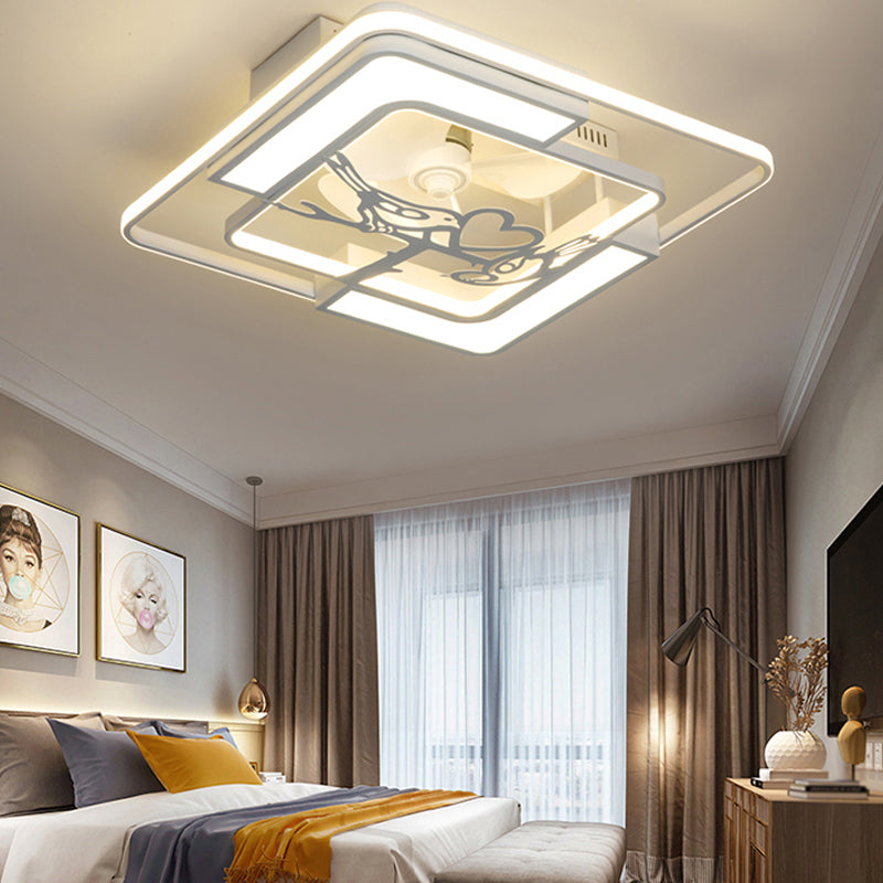 Lampada per ventola a soffitto moderna Nordic Acrilico da letto da letto Soggiorno semifulò la luce del soffitto