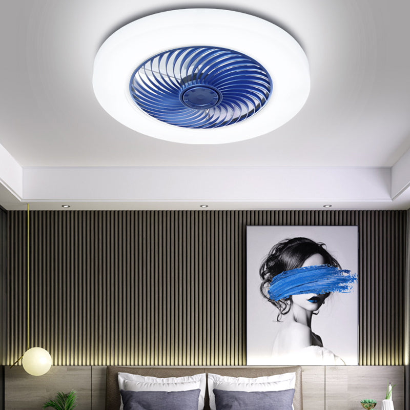Ventola a filo a filo rotondo leggero camera da letto minimalista da letto a soffitto a soffitto