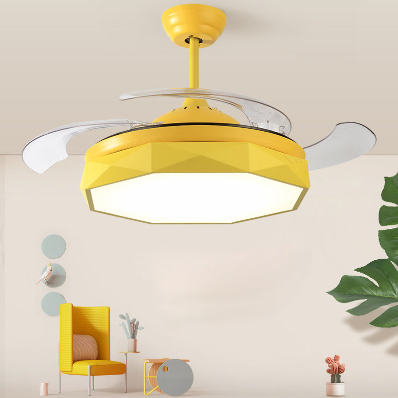 Modern Fan Light Minimalist Metal LED Semi-Flush Mount Ceiling Light for Living Room