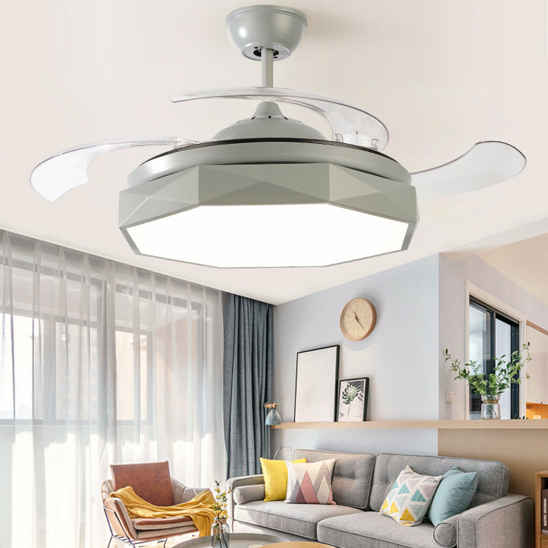Modern Fan Light Minimalist Metal LED Semi-Flush Mount Ceiling Light for Living Room