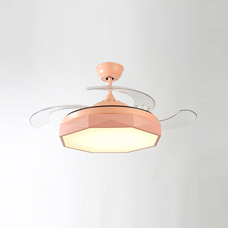 Modern Fan Light Minimalist Metal LED Semi-Flush Mount Ceiling Light for Living Room