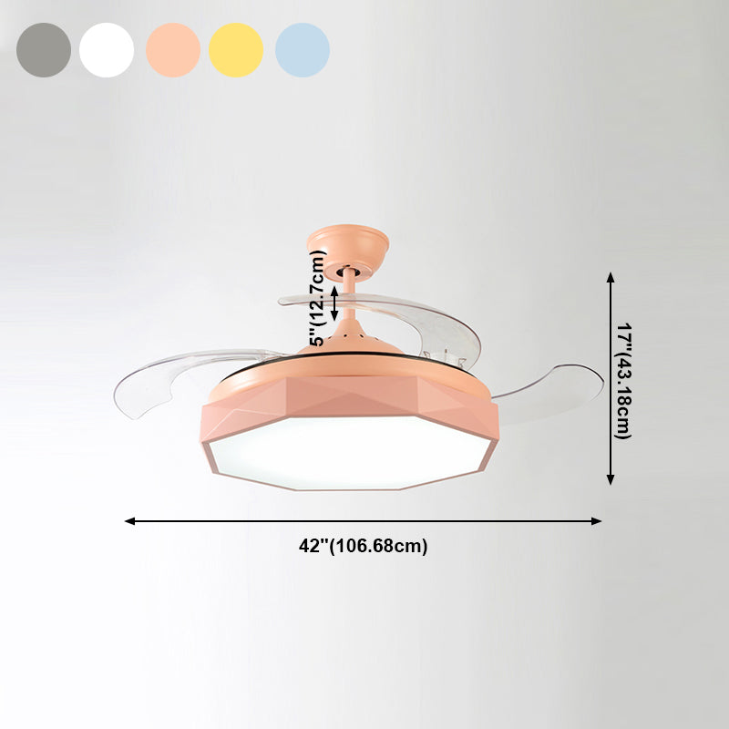 Modern Fan Light Minimalist Metal LED Semi-Flush Mount Ceiling Light for Living Room