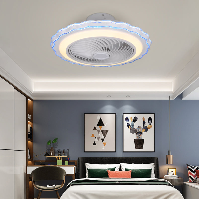 Children's Bedroom Fan Lamp Minimalist LED Semi Flush Mount Ceiling Light