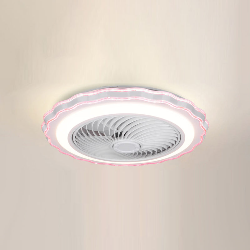 Children's Bedroom Fan Lamp Minimalist LED Semi Flush Mount Ceiling Light