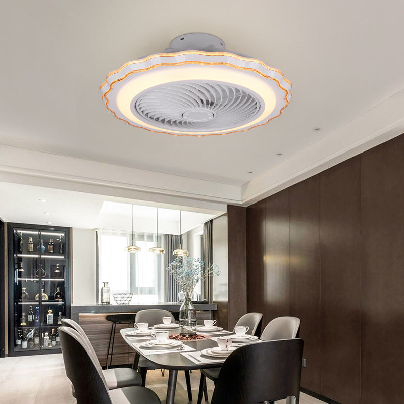 Children's Bedroom Fan Lamp Minimalist LED Semi Flush Mount Ceiling Light